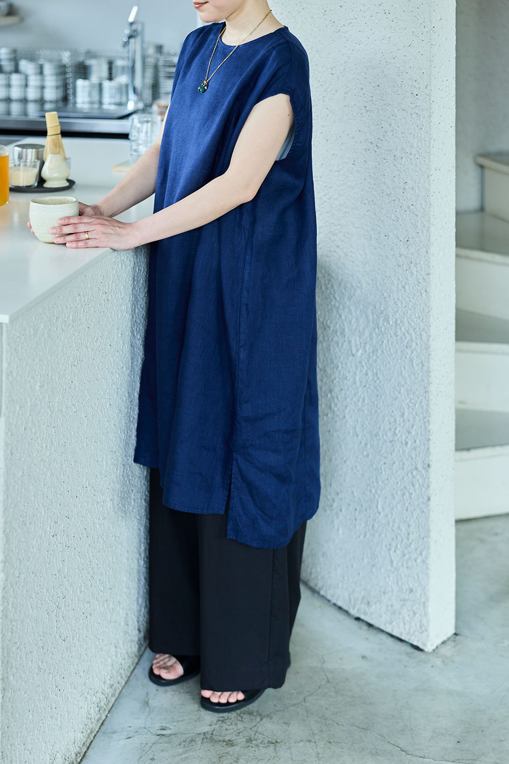 fog linen work（フォグリネンワーク） タリア チュニック ブルー