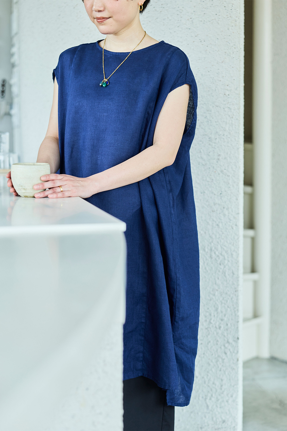 fog linen work（フォグリネンワーク） タリア チュニック ブルー