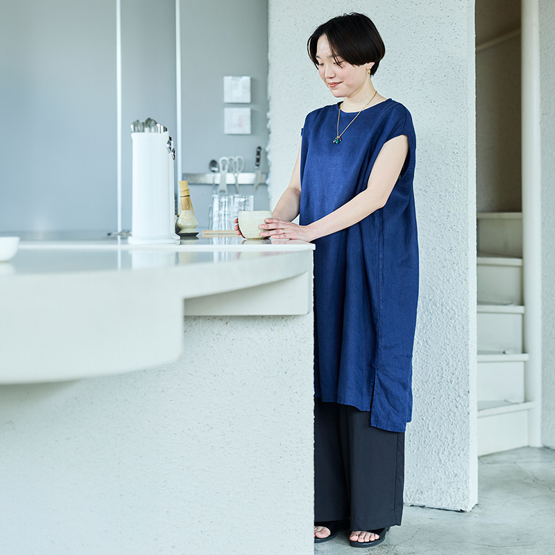 fog linen work（フォグリネンワーク） タリア チュニック ブルー