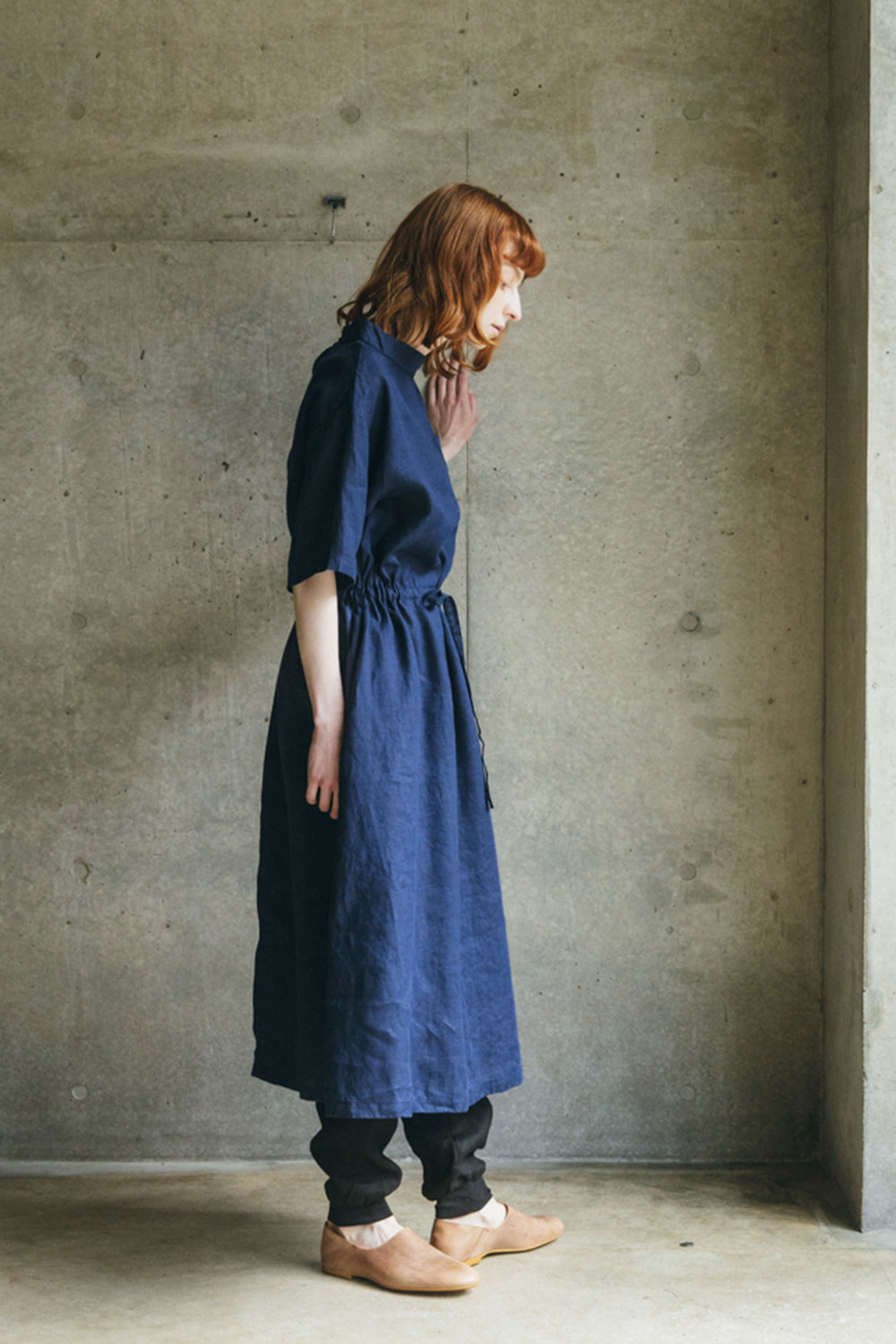 fog linen work フォグリネンワーク ヴィオラ ワンピース ブルー