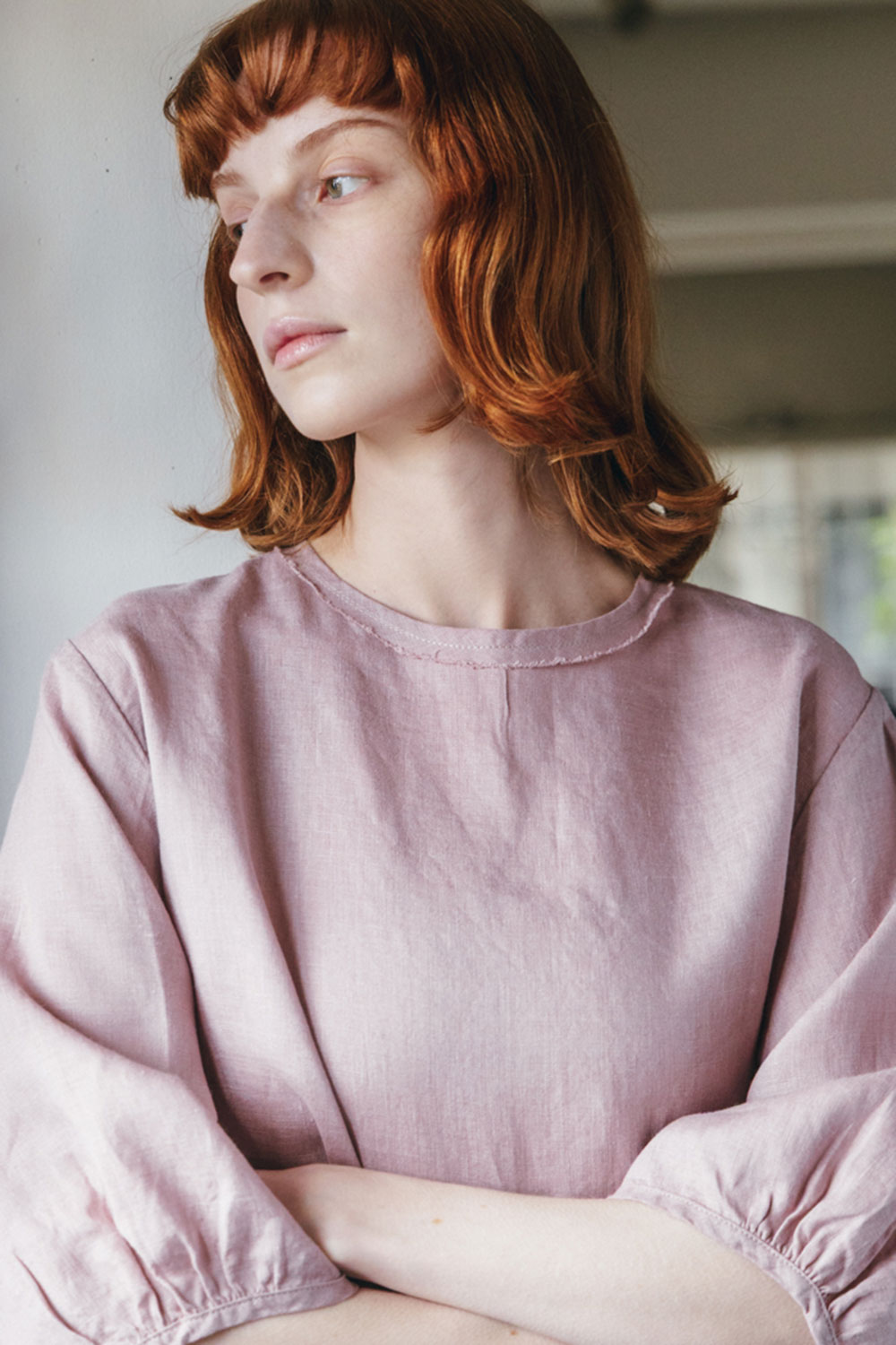 美品fog linen work アドラ トップ　ブラウス　トップス　ピンク 楽天市場】fog linen work カティーア トップ オパールピーチ