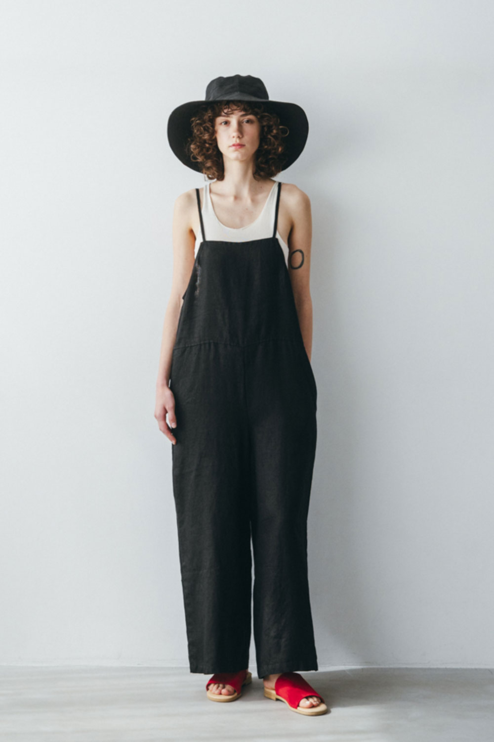 fog linen work フォグリネンワーク マリ サロペット ブラック
