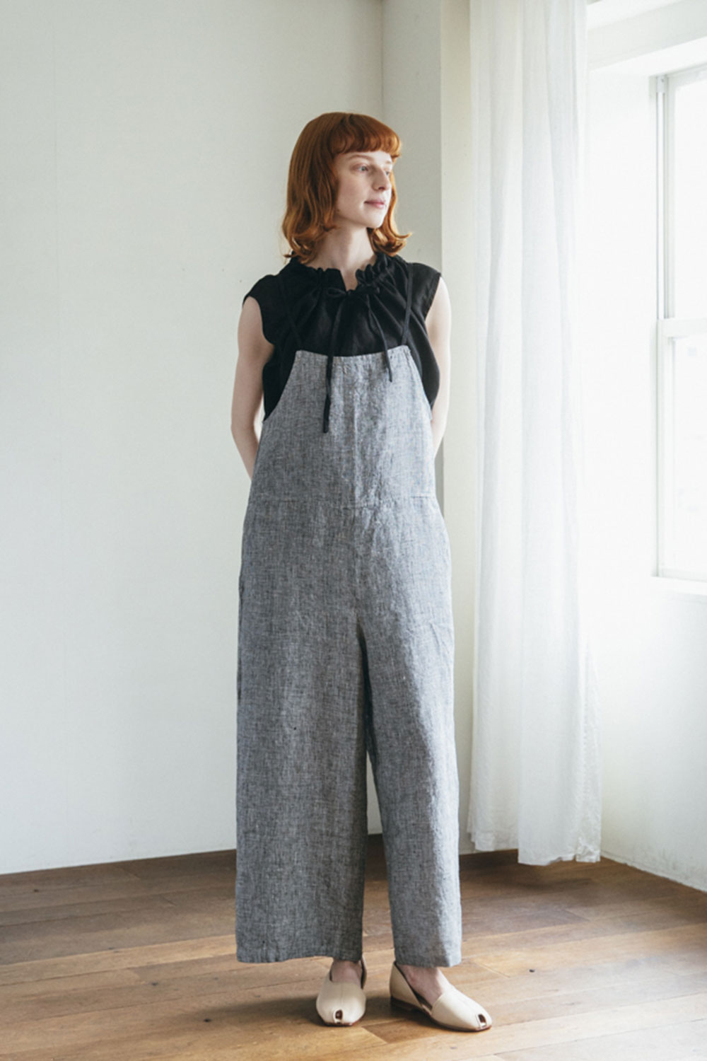 fog linen work フォグリネンワーク マリ サロペット ブラック