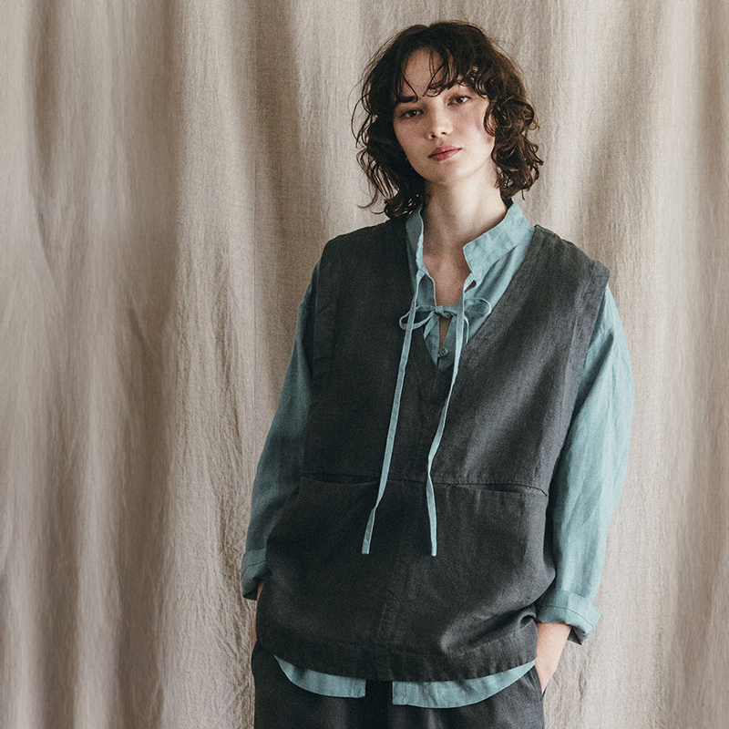 fog linen work（フォグリネンワーク） メリサ ベスト ヘリンボーン