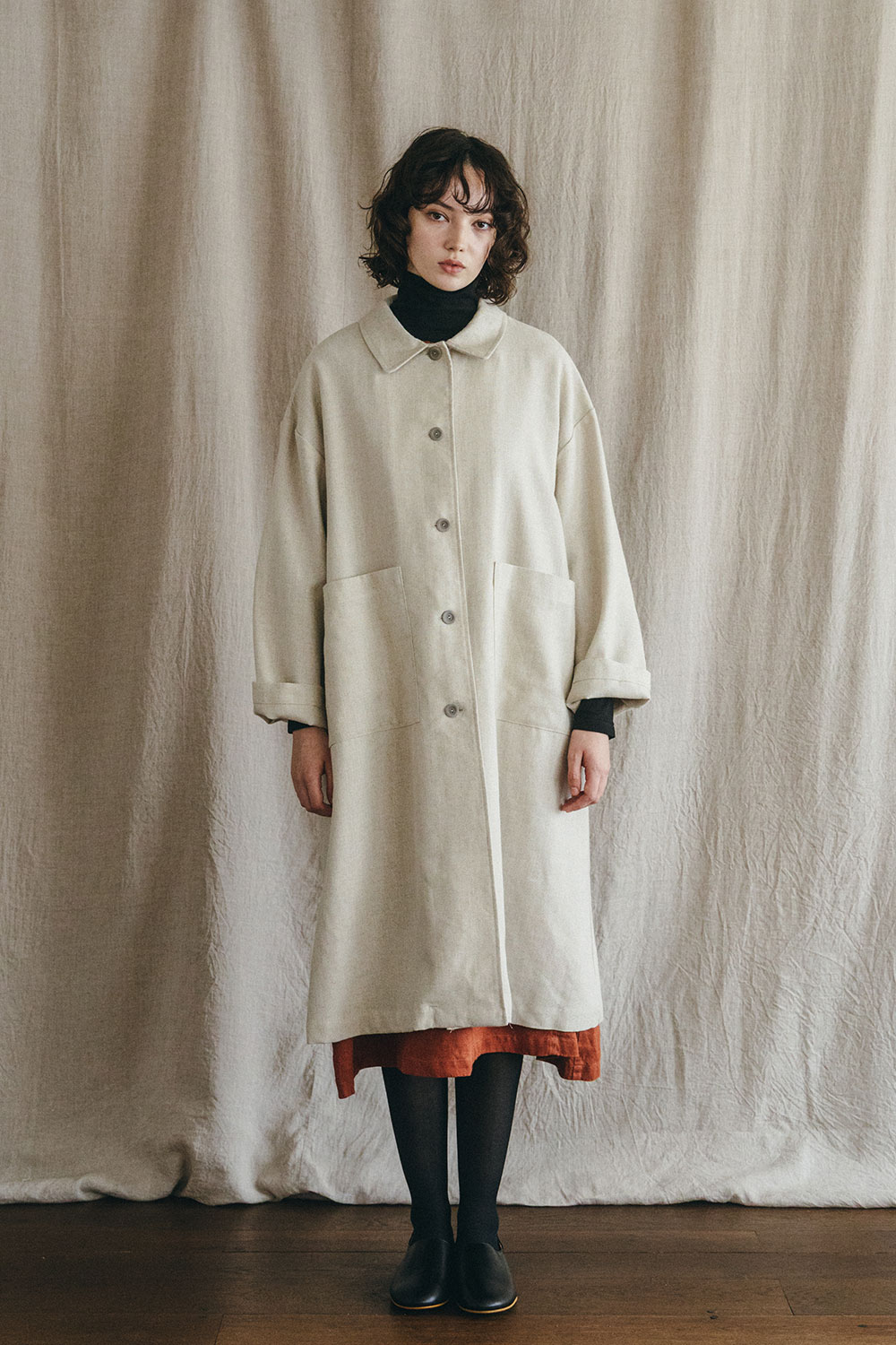fog linen work（フォグリネンワーク） ラサ コート ウールリネン