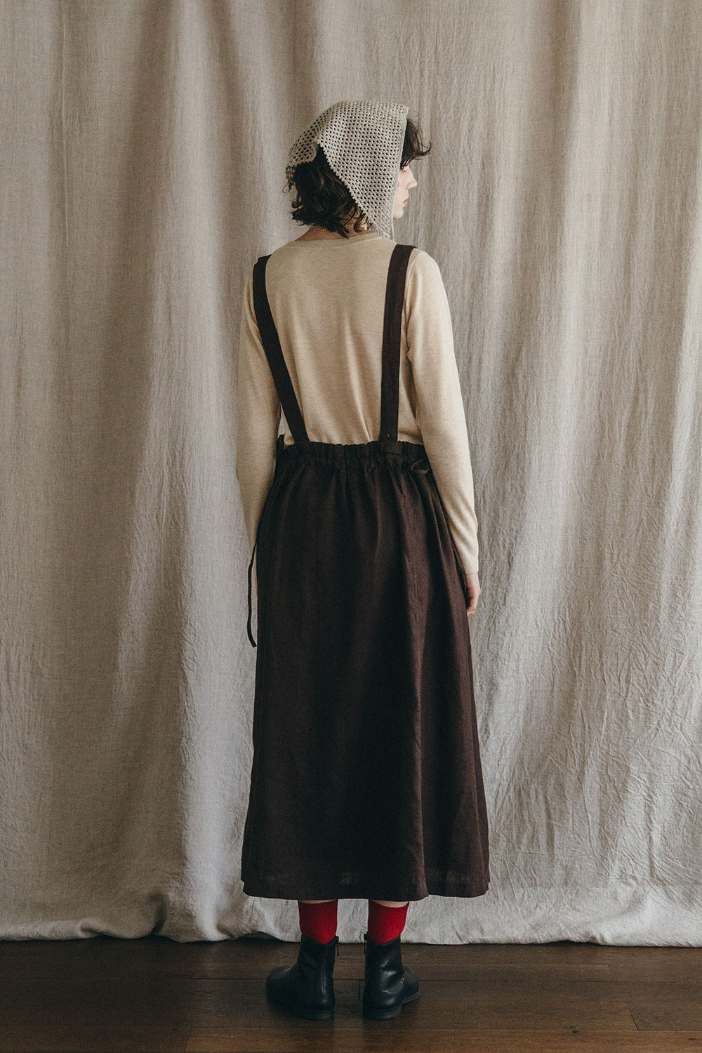 ★年内で出品取り下げ★ fog linen work ジャンパースカート　黒 FOG LINEN WORK ライラ ジャンパースカート | itonowa Life ONL