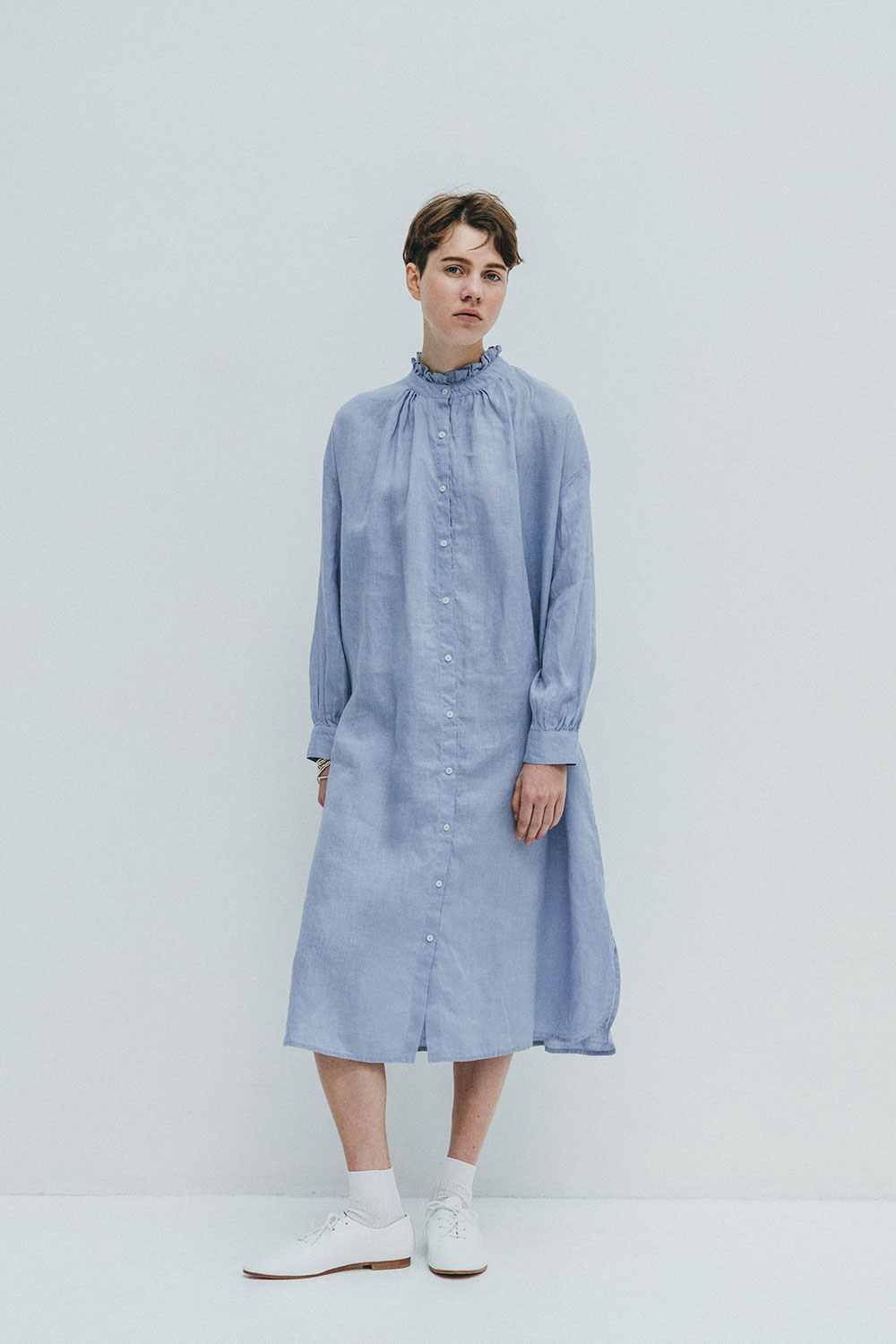 fog linen work（フォグリネンワーク） アリーナ ワンピース ブルー