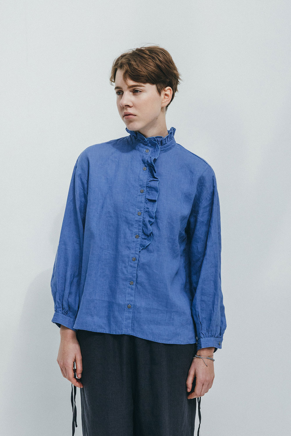 【未使用】北欧暮らしの道具店 fog linen work リネンシャツブラウス fog linen work（フォグリネンワーク） マギー トップ ニゼル シャツ