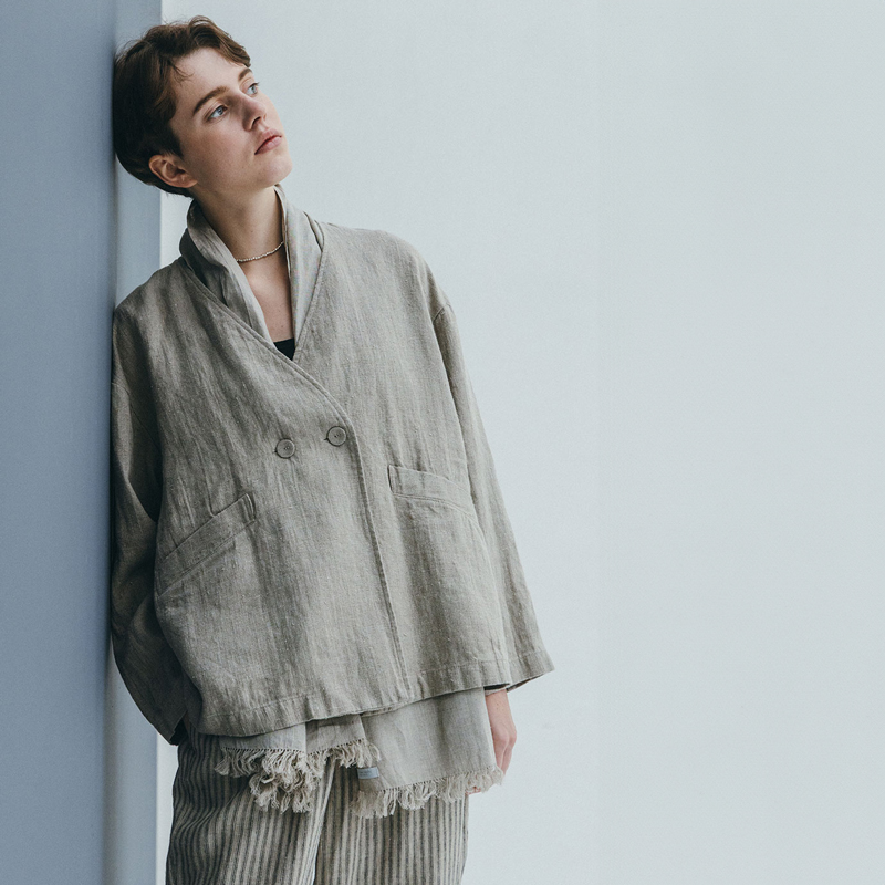 fog linen work（フォグリネンワーク） コーラ ノーカラージャケット