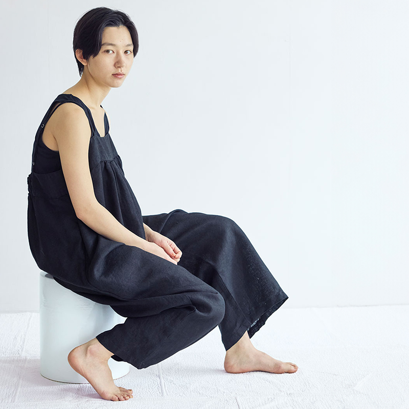 fog linen work（フォグリネンワーク） ラナ サロペット ブラック