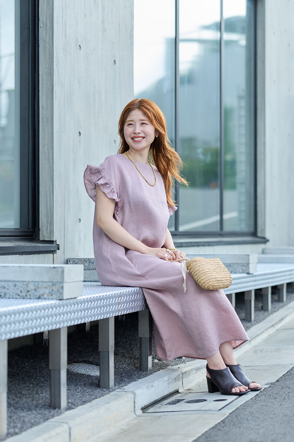 最終価格クラスカ購入HAU figハンド刺繍ワンピース未使用ピンクリネン100% fog linen work（フォグリネンワーク） サリー ワンピース ローズ 半袖