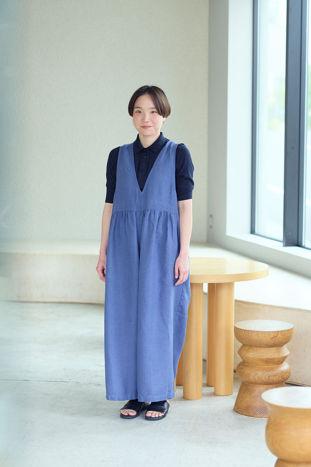 fog linen work（フォグリネンワーク） ルブラン サロペット ブルー