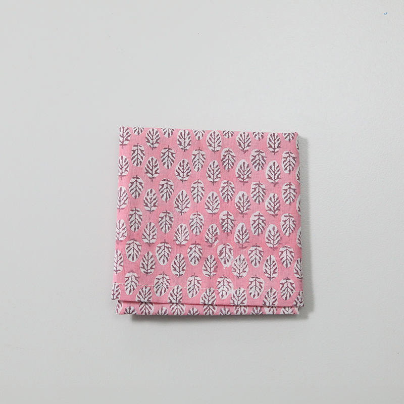 松野屋 インドブロックプリントバンダナ リーフ柄 ハンカチ 大判 50