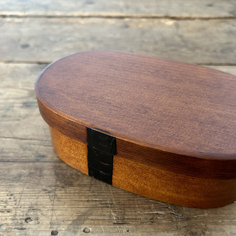 松野屋 すり漆丸小判弁当箱 小 木曽 漆器 御嶽山 ひのき 摺り漆 手作り