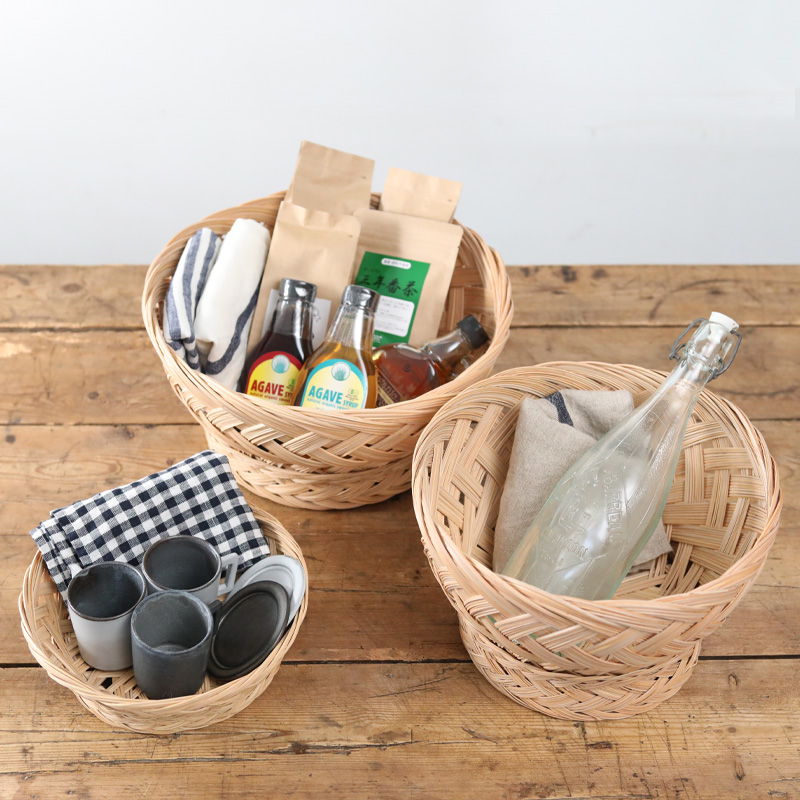 ニッパヤシ 深型バスケット 直径28cm 収納 かご バスケット インテリア