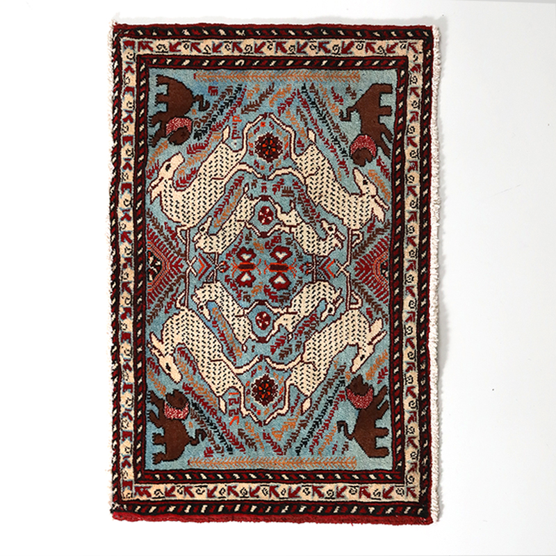 玄関マット オールド トライバルラグ バルーチ 55cm×88cm ウール絨毯
