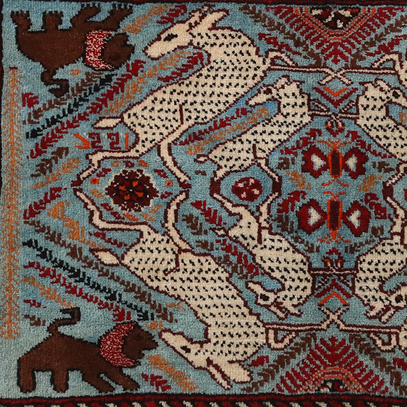 玄関マット オールド トライバルラグ バルーチ 55cm×88cm ウール絨毯