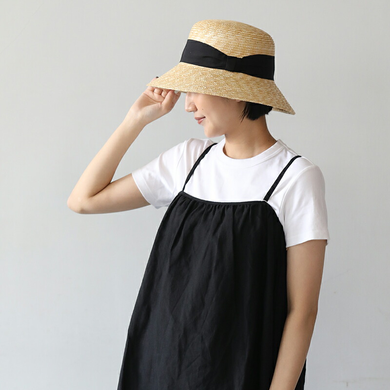 田中帽子店 麦わら帽子 Anika(アニカ)女優帽 クラウン浅め 横