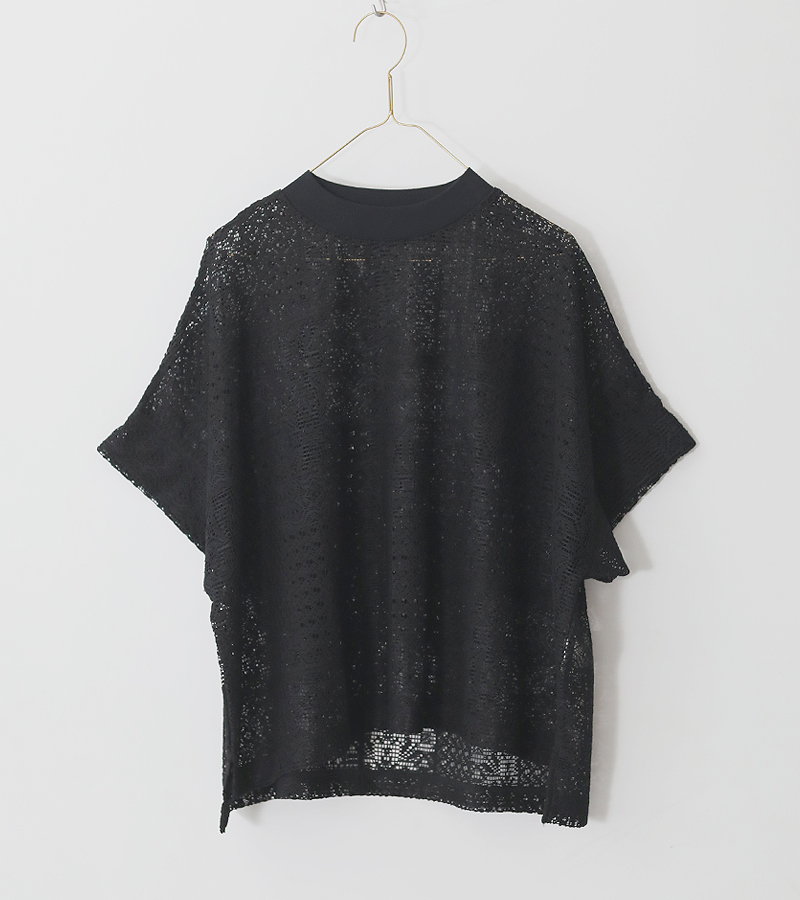 ユニヴァーサルティシュ　パッチワークレースモックネックドルマンT UNIVERSAL TISSU（ユニヴァーサルティシュ） ユニバーサルティシュ