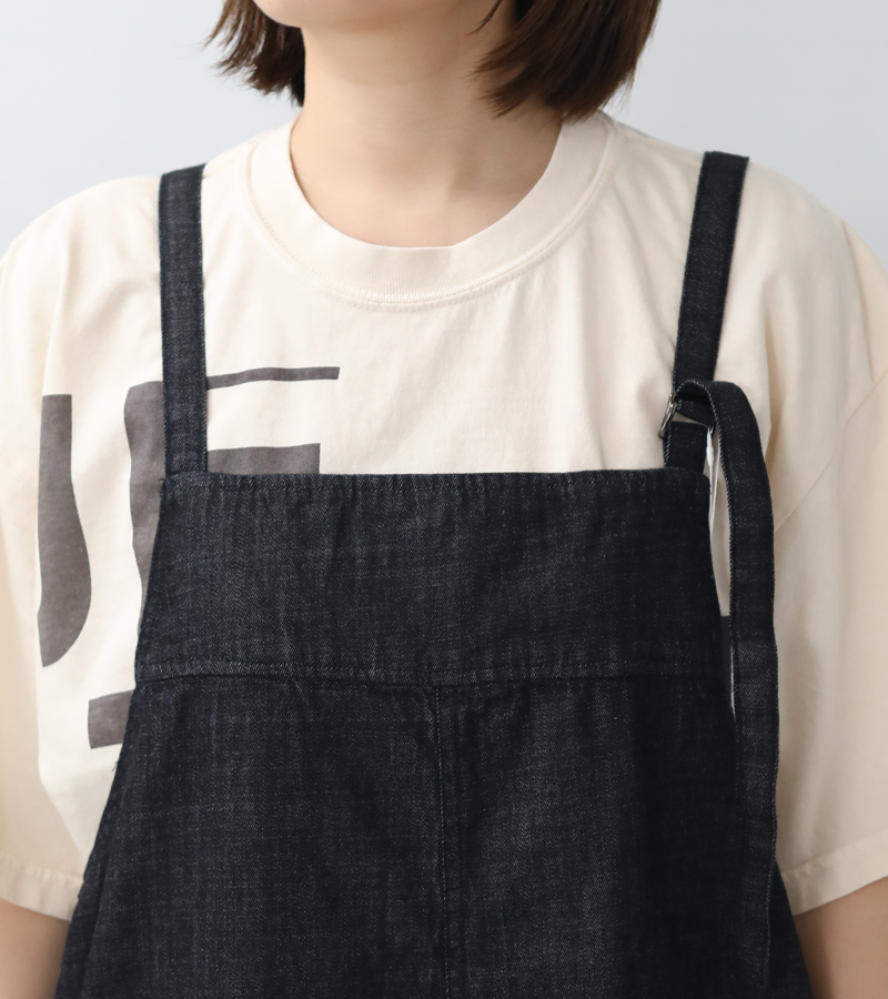 BUNON 刺繍　オーバーオール　サロペット　コットンリネン　インド製　ゆったり vent blanc（ヴァンブラン） 8ozデニムサロペット インディゴ