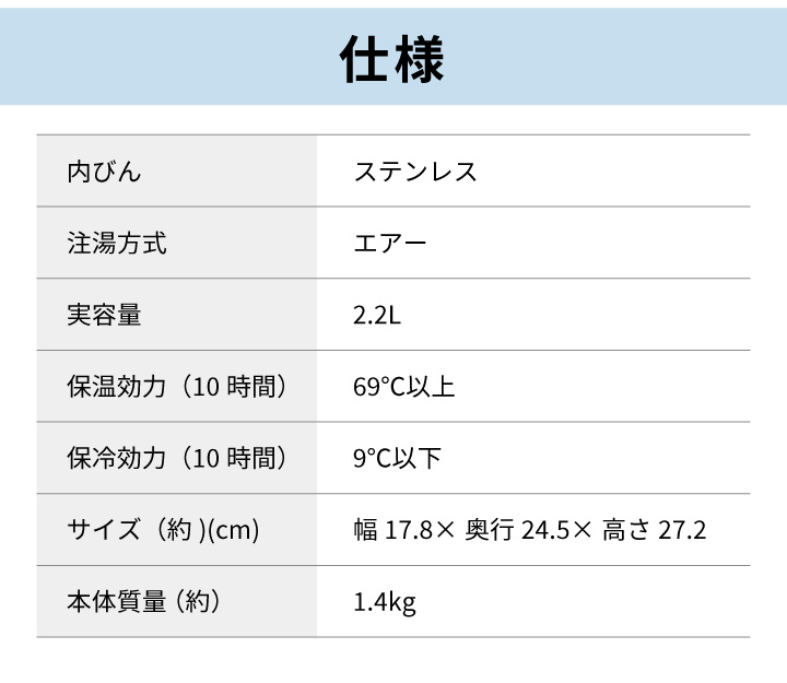 タイガー ステンレスエアーポット とら〜ず 2.2L MAA-C221XC クリアー