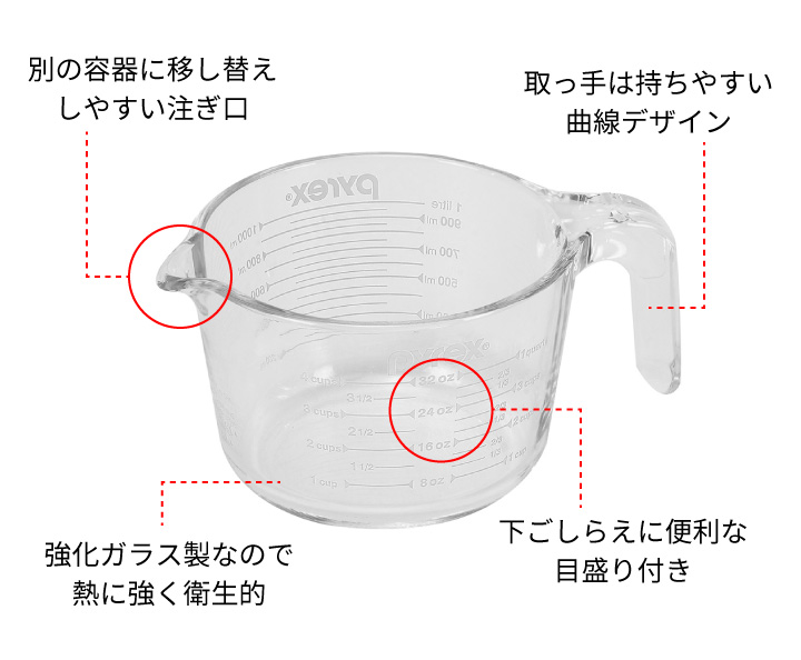PYREX（パイレックス） 爆買 メジャーカップ 1.0L WL CP-8652 : くらし