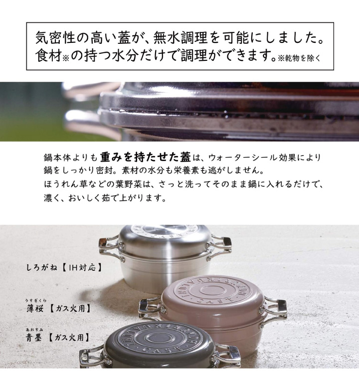 北陸アルミニウム 北陸アルミ HAMON 波紋 はもん 琺瑯鍋 青墨 21cm A 