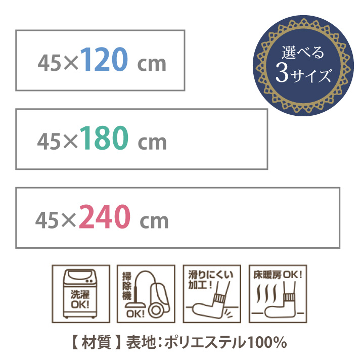 サラサ インテリアマット 45×240cm ヨ...の詳細画像4