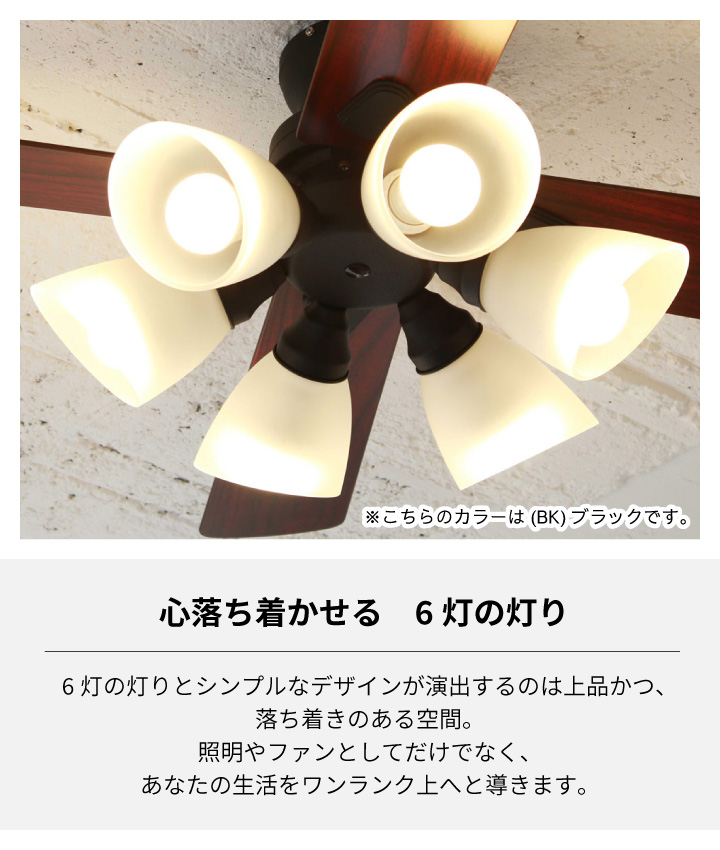 plus more 爆買 シーリングファン Windouble 6灯 ブラック BIG-102 BK