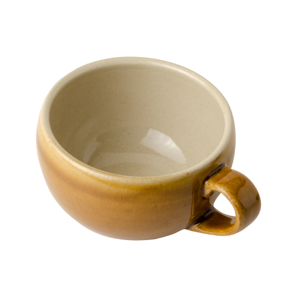 益子焼　スープカップ&ソーサー　作陶家　陶芸家　民藝品　#A 益子焼カラーしのぎ スープカップ（ブラウン・茶）スタッキングできて