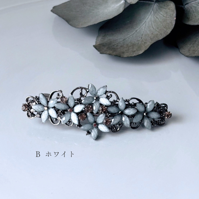 ヘアアクセサリー バレッタ キラキラ 小さめ 花 和風 レディース