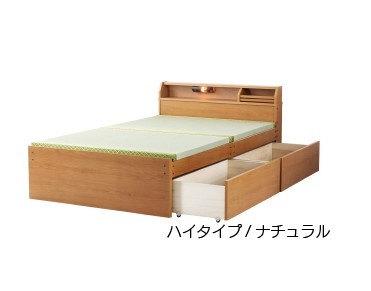 照明付日本製い草張り収納ベッド  ハイタイプ　畳ベッド  シングル 　収納ベッド　照明　BCB540｜kuraya0968｜03