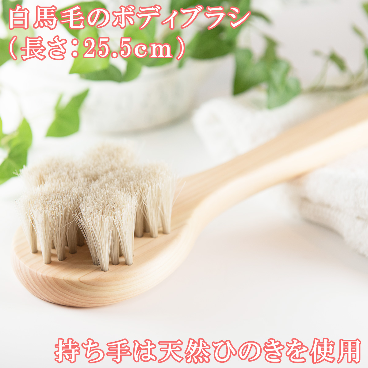 浅草アートブラシ 正規品 馬毛ボディブラシ 『さくら』＋ヤギ毛 洗顔
