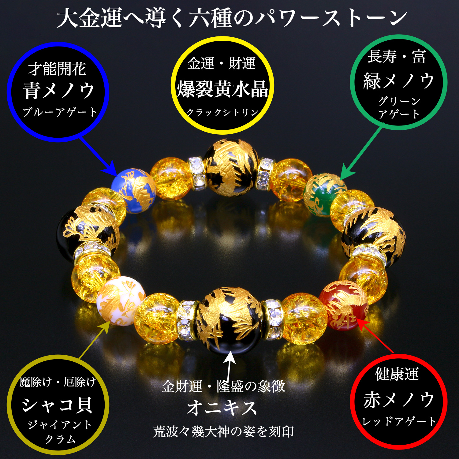 最強金運・龍神祈祷ブレスレット BL_2335‐金吾龍神社