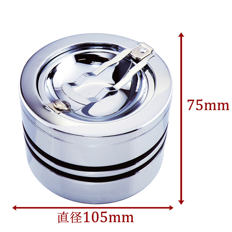 ペンギンライター 灰皿 フタ付き 卓上 クロームラインII プッシュ灰皿