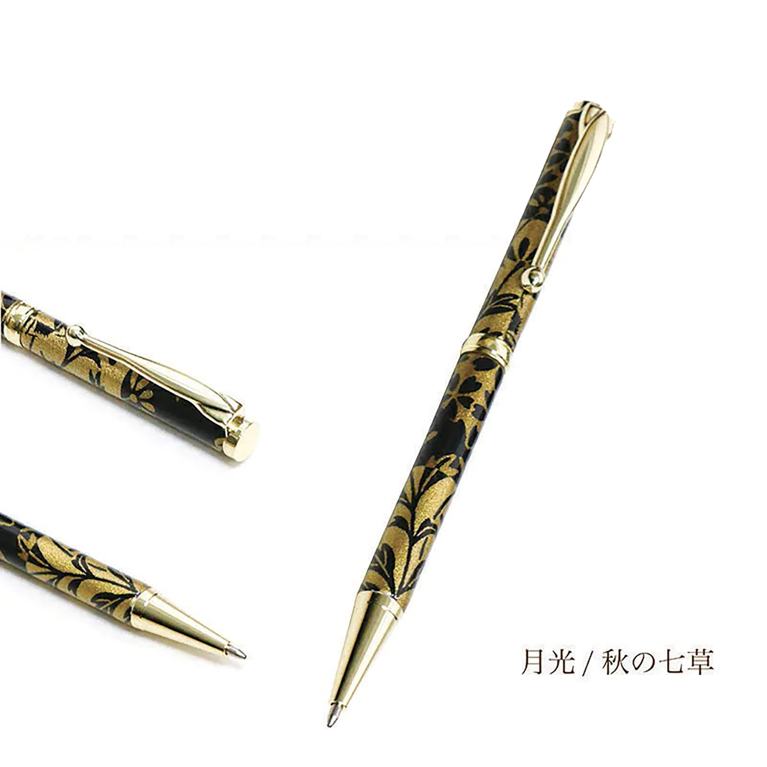 美濃和紙 Pen 月光（秋の七草）黒色 TM-1605 ‐ ボールペン 京友禅シルク印刷 和紙 友禅 友禅柄 京友禅 美濃和紙ペン F-STYLE エフスタイル｜kurazo｜02