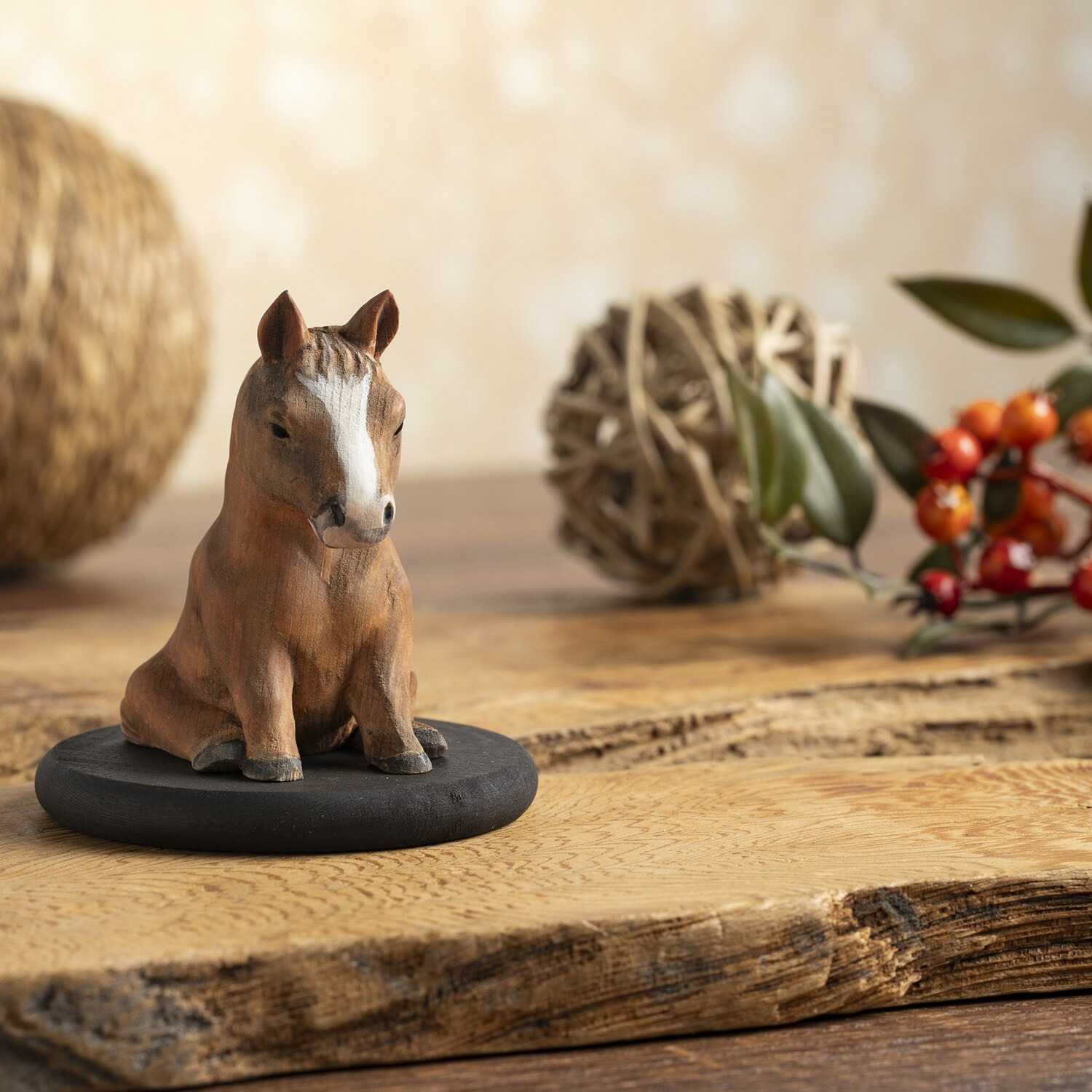 発掘品　置き物 十二支木彫りコレクション「午（うま）」正因山実相院 妙法寺開眼‐ウマ