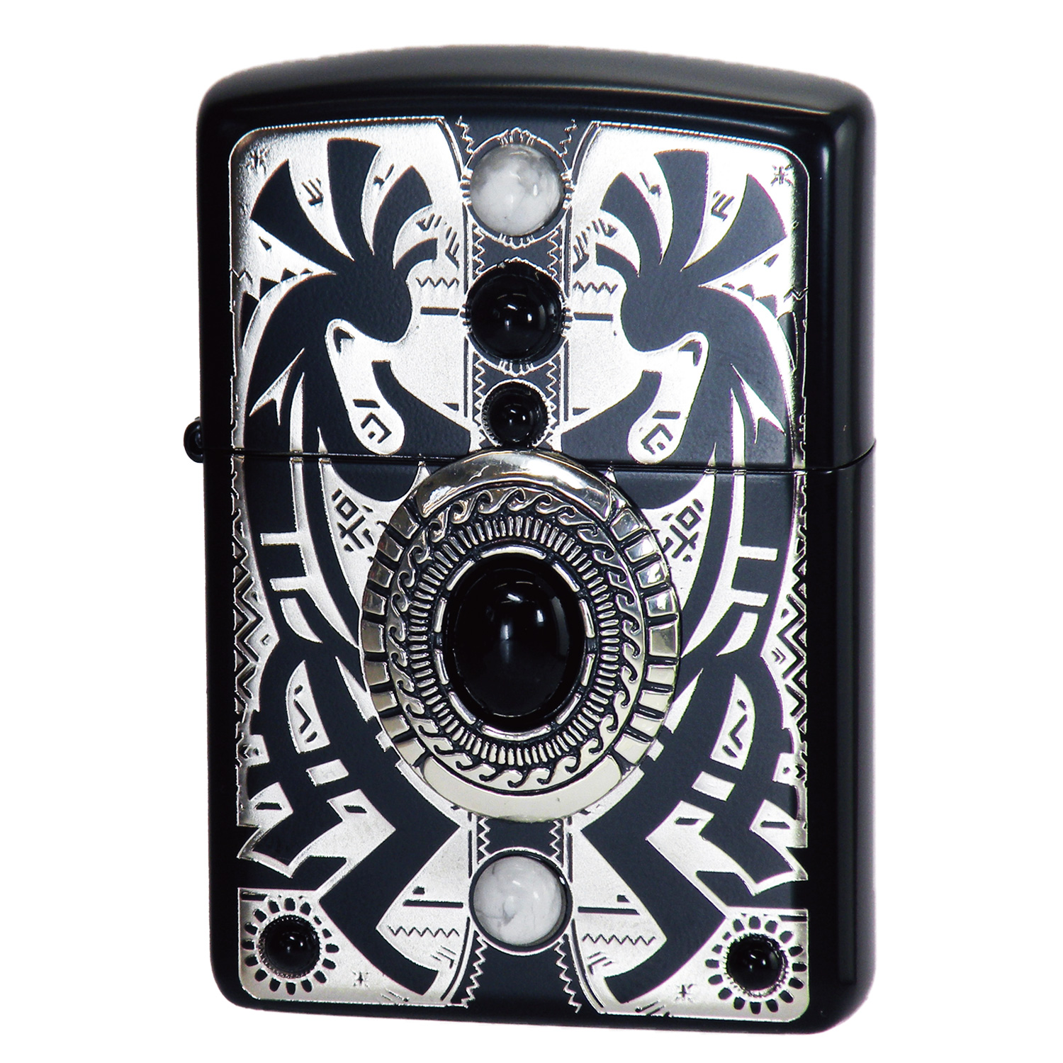 ZIPPO インディアンスピリット BK ココペリ ‐ 天然石 オニキス