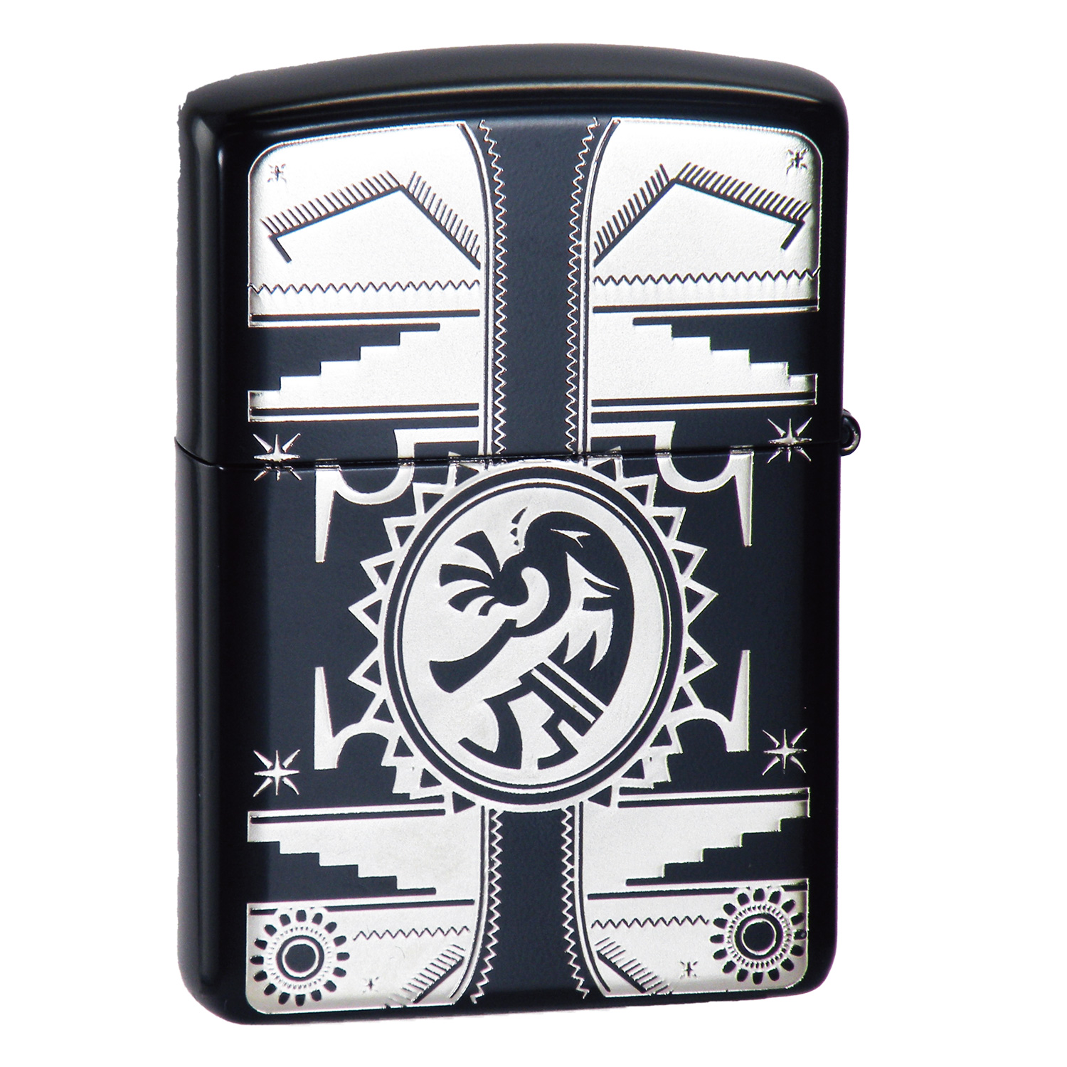 ZIPPO インディアンスピリット BK ココペリ ‐ 天然石 オニキス 精霊 インディアン マッドブラック アーマー ジッポー ライター 正規品｜kurazo｜03