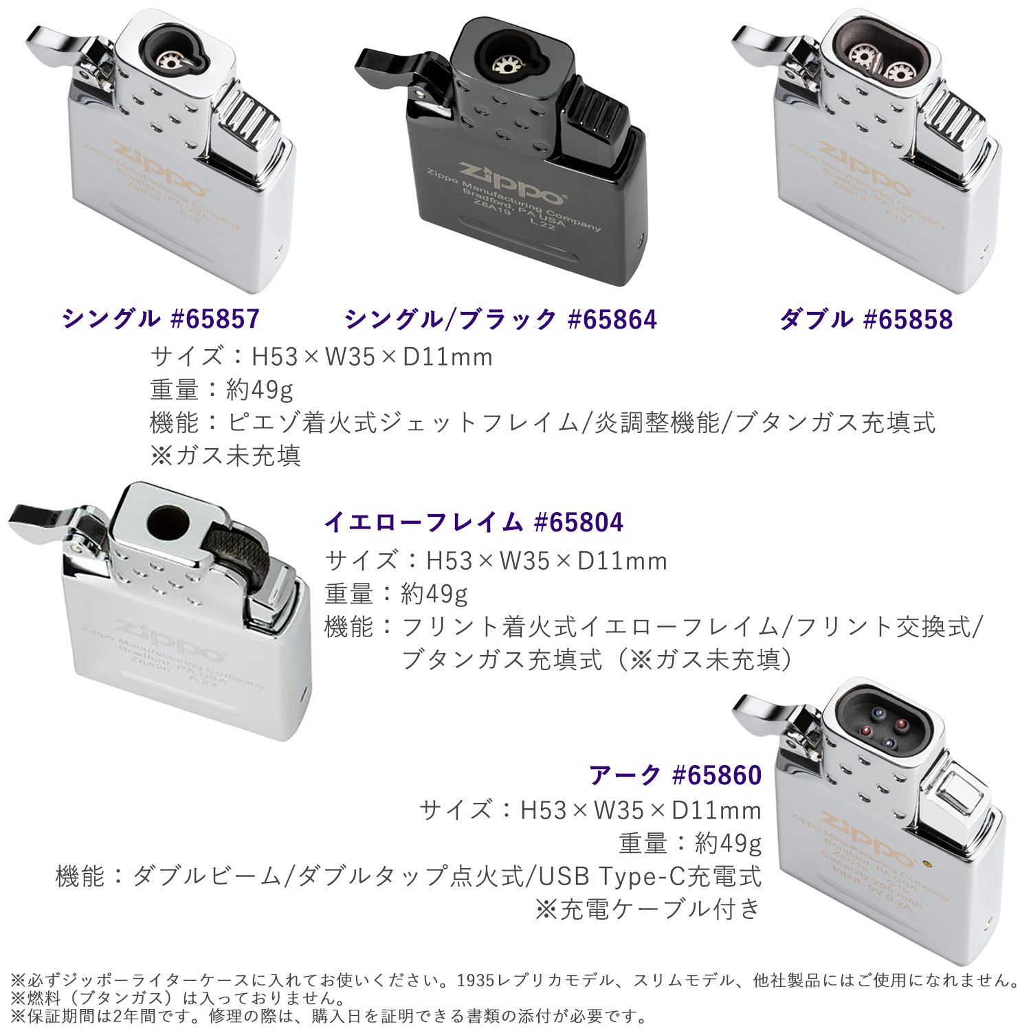 ZIPPO（ジッポー） 送料無料 ZIPPO純正 インサイドユニット ジッポー社