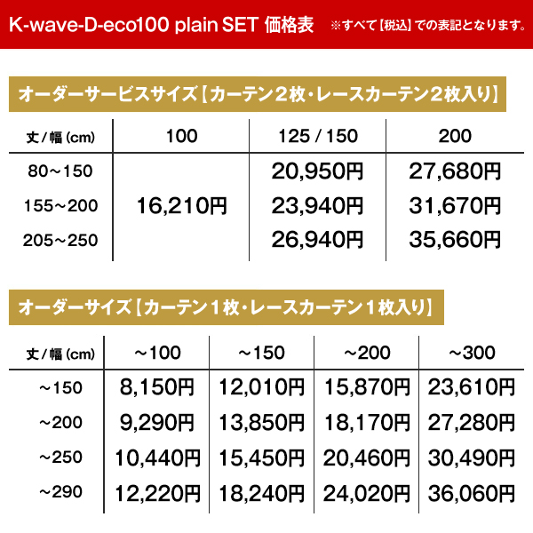 遮光カーテン セット 1級 K-wave-D-eco100plain×L-eco100 re・birth セット 幅125又は150cm×丈205〜250cm｜kurenai｜17