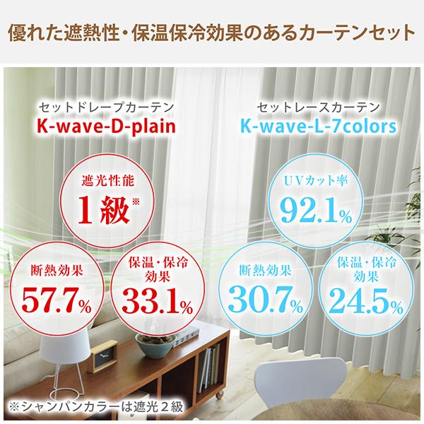 カーテン 1級 K-wave-D-plain×L-7colors カーテン×1枚　レースカーテン×1枚 幅30cm〜100cm×丈251cm〜300cm｜kurenai｜05