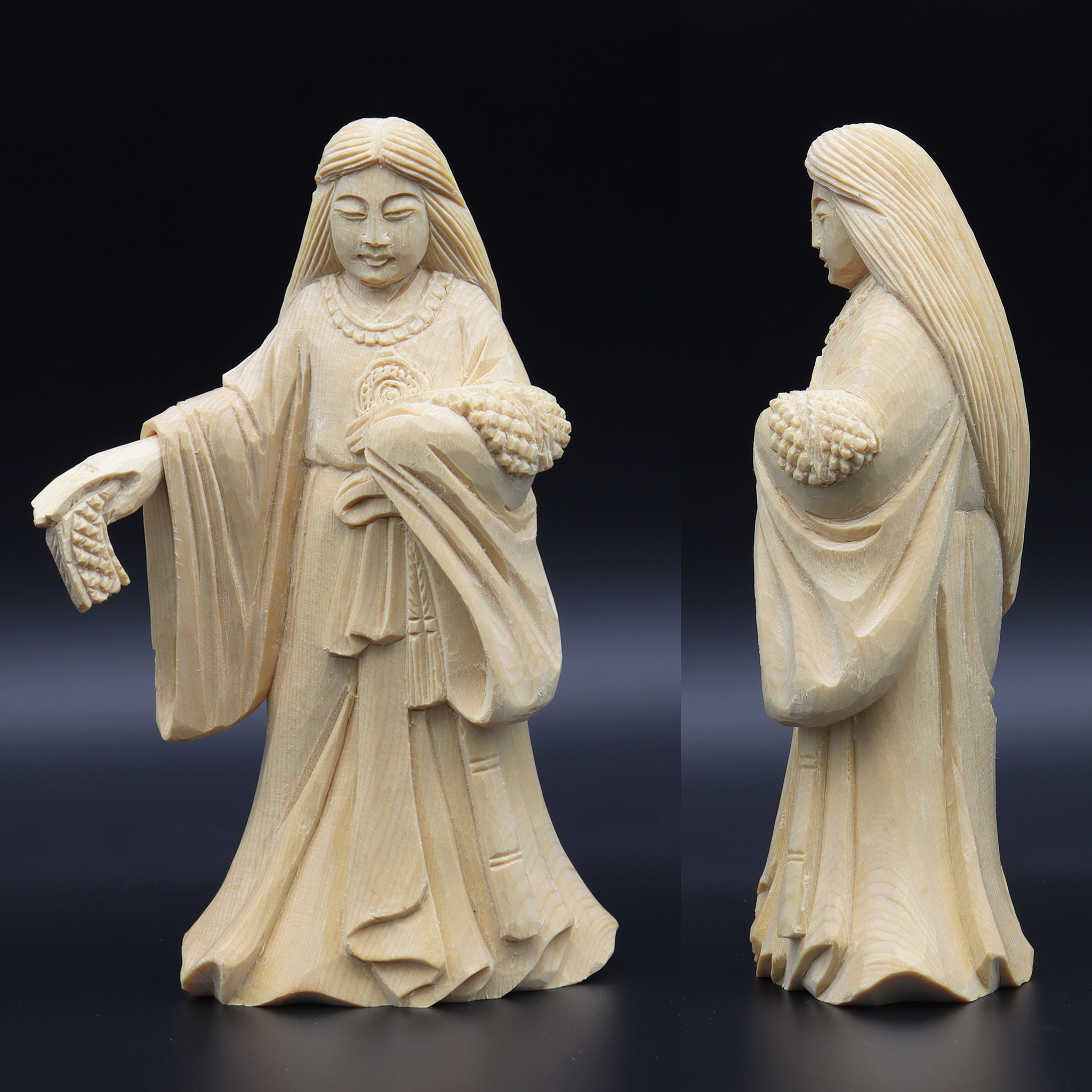 木彫神像 天照大神 15cm 桧木 : 栗田こだわり仏像専門店 - 通販