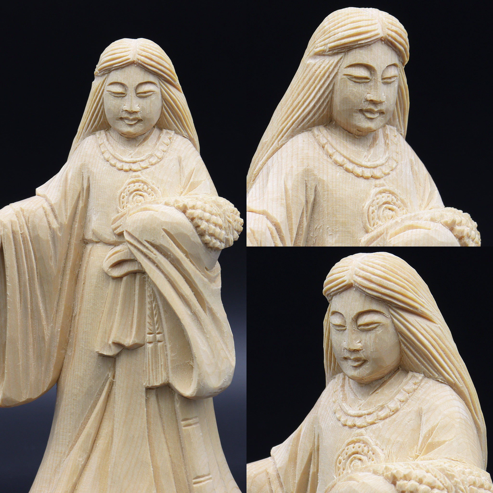 木彫神像 天照大神 15cm 桧木 : 栗田こだわり仏像専門店 - 通販