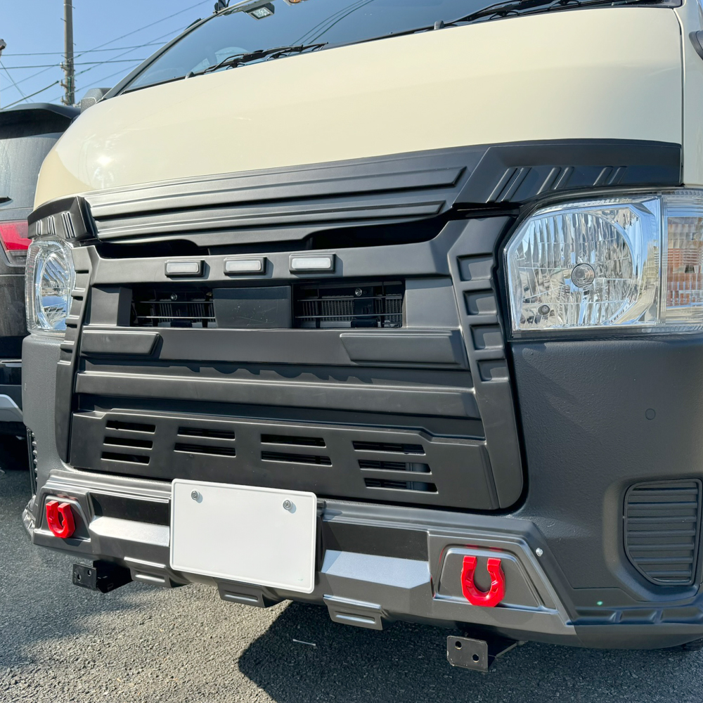 ハイエース200系 フロントグリル&アッパーカバー LEDマーカーランプ