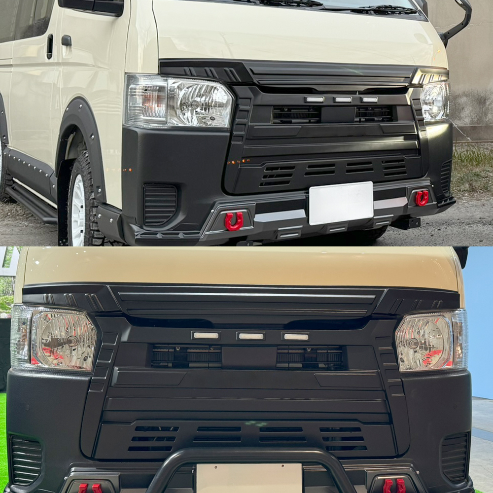 ハイエース200系 フロントグリル&アッパーカバー LEDマーカーランプ