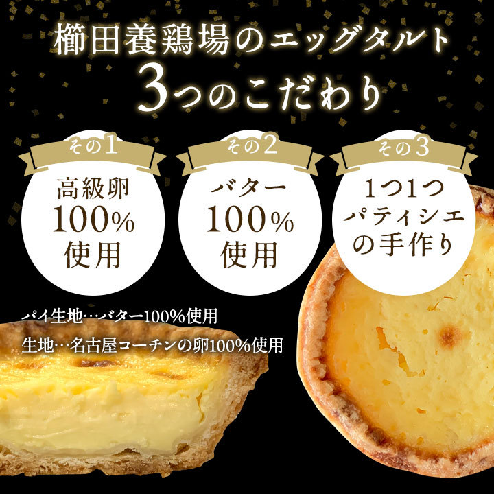 櫛田養鶏場の名古屋コーチンの卵で作ったエッグタルト【2箱入り(1箱3個