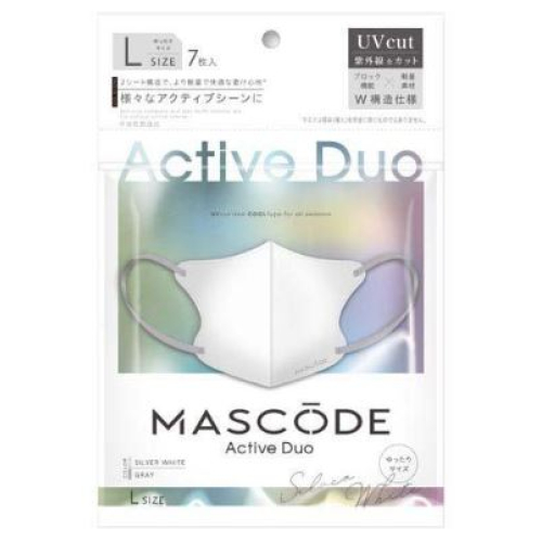 マスコード 3Dマスク アクティブデュオ Lサイズ シルバーホワイト