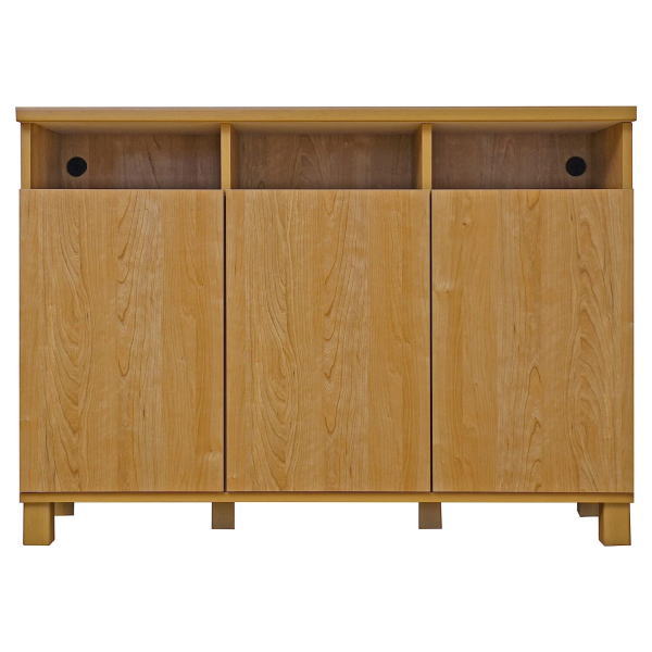 カウンター キャビネット カラー：ライトブラウン ［幅110cm］　　　　　　　　　　　　　　　収納家具 リビング収納 おしゃれ 組立式 取手なし ナチュラル 木製 ウッド 日本製