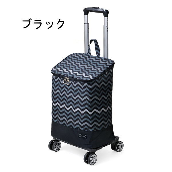 4輪シェブロン柄 保冷 ショッピングカート ファスナー開閉タイプ 15